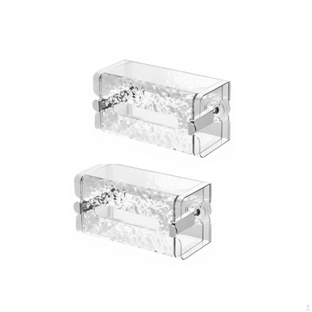 Suction Holder Tissue Holder, Wall Mount Dispenser Box, NoDrill Bathroom Organizer Clear Gray 1pc
