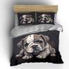 Adorable Bulldog Puppy Print Bedding Duvet Cover Set  (1*Duvet Cover 2*Pillowcases, without duvet insert)