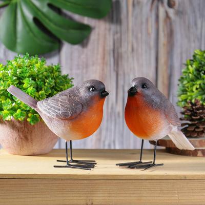 Enfeite de bonsai animal de passarinho para jardinagem, cena de jardim com artesanato em resina, decorações suaves