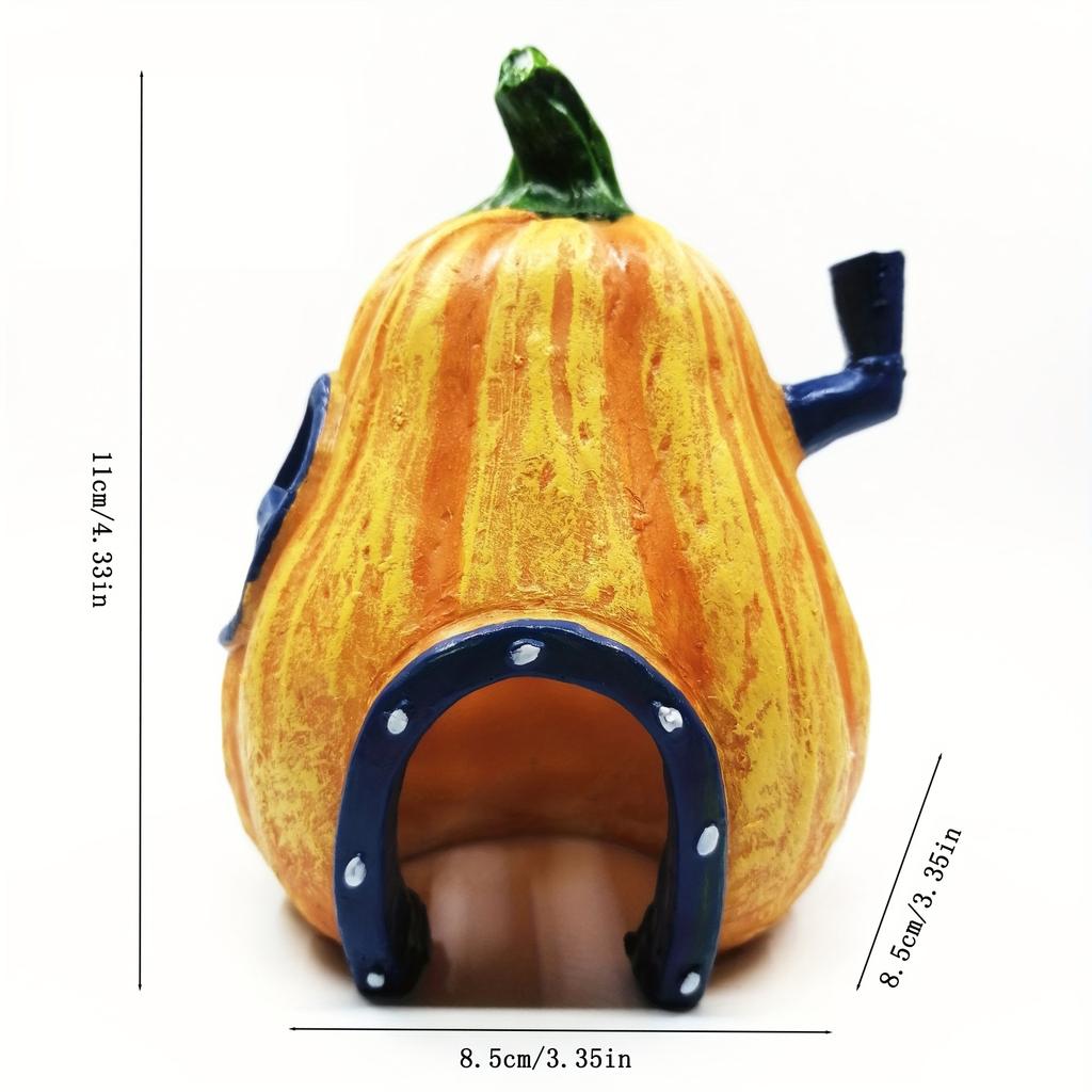 1pc Resin Simulation Pumpkin Decor - Halloween Figurines Shelter Ornament for Aquarium, Fish Tank and Terrarium Landscaping