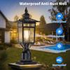 17.6' Outdoor Post Light, 2-Pack, Black Waterproof Column Lantern with Glass for Garden Path