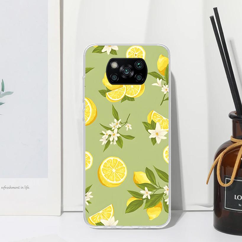 

Summer Fruits Lemon Phone Case For Xiaomi Poco X7 X6 X5 M7 M8 Pro F7 Ultra Redmi 15C 15 13C 13 12C 12 10 10C 10A Art Fundas Poco Xiaomi Poco M7 4G
