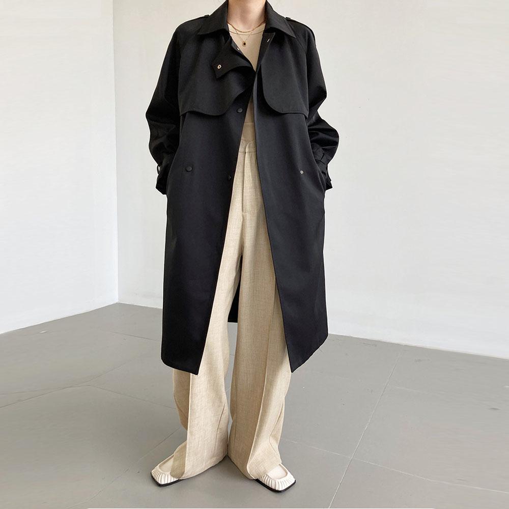 

Женский высококачественный весенне-осенний формальный повседневный длинный тренчкот ветровка для женщин уличная одежда офисные женские комбинезоны M чёрный