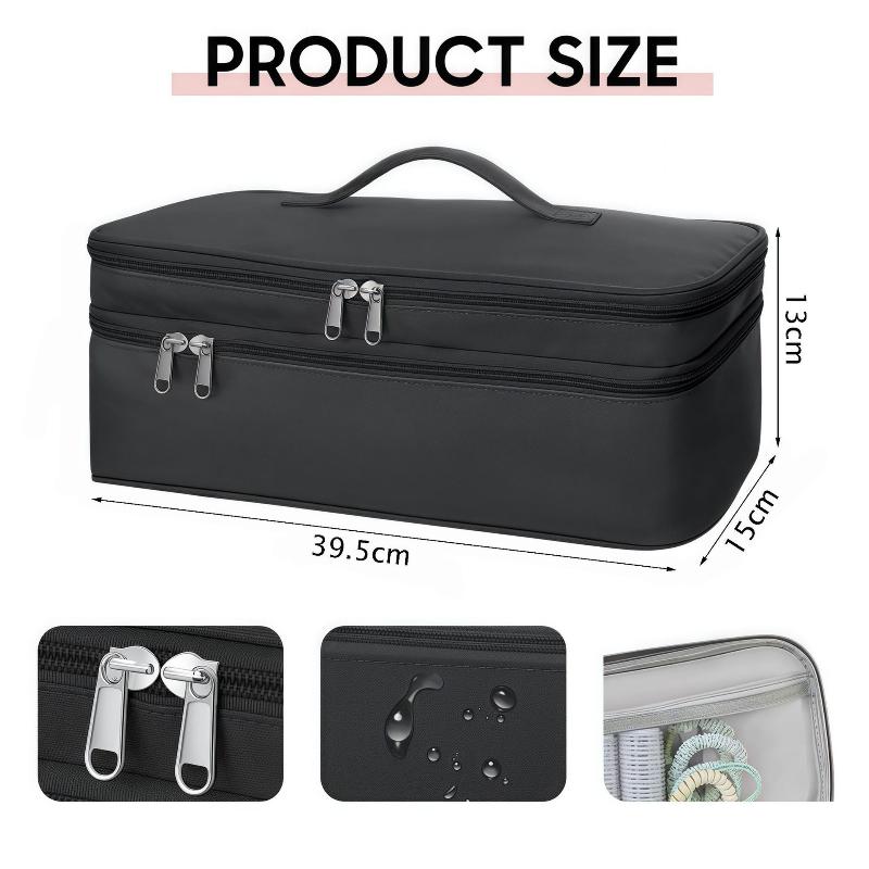 Hair Dryer and Curling Iron Bag with Double Layer Storage Spacious for Travel Needs