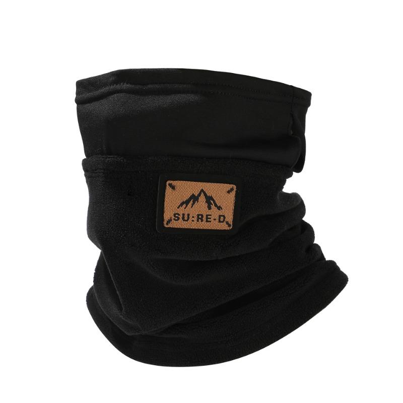 

Thickened winter scarf men s fashion color matching half cover face hanging ear mask outdoor cold riding neck cover women чёрный