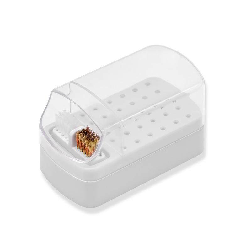 30-Hole Multifunctional Nail Tool Organizer with Dustproof Grinding Head Storage & Cleaning Brush