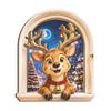 Natural Wood Holiday Accents Arch Wooden Christmas Fridge Magnet Set, Window Frame Refrigerator Decorative Magnets Magnetic Decor for Metal
