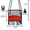 Premium C-Swing Cotton Chair for Adults, Kids Hammock-Hanging Chair Swing with Red Color Cushion and Accessories (Black-Red)