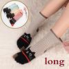 Ladies Autumn and Winter Horizontal Striped Cat Cotton Five Finger Socks