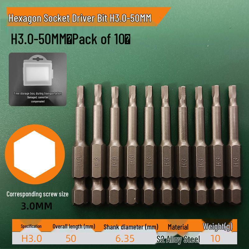 S2 Strong Magnetic Hex Socket Bit - High Strength, Shock Resistant for Hand Drills and Electric Screwdrivers