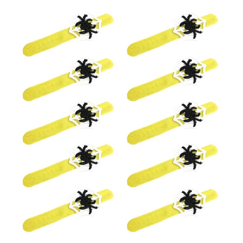 Holiday Wrist Accessories Set of 10 Slap Bracelets for Group Guests, Seasonal Wristbands for Class Parties and Family Plans