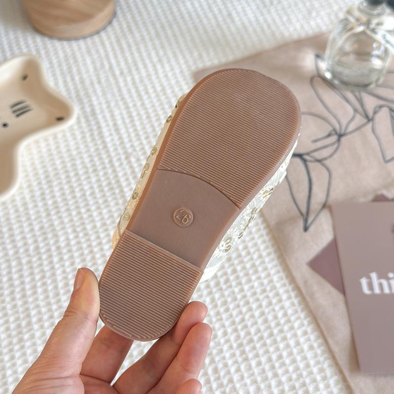 Summer New Kids Slippers for Girls Anti-slippery Sole Toddler Beach Shoes with Embroidered Floral Bowknot Princess Vacation Wear