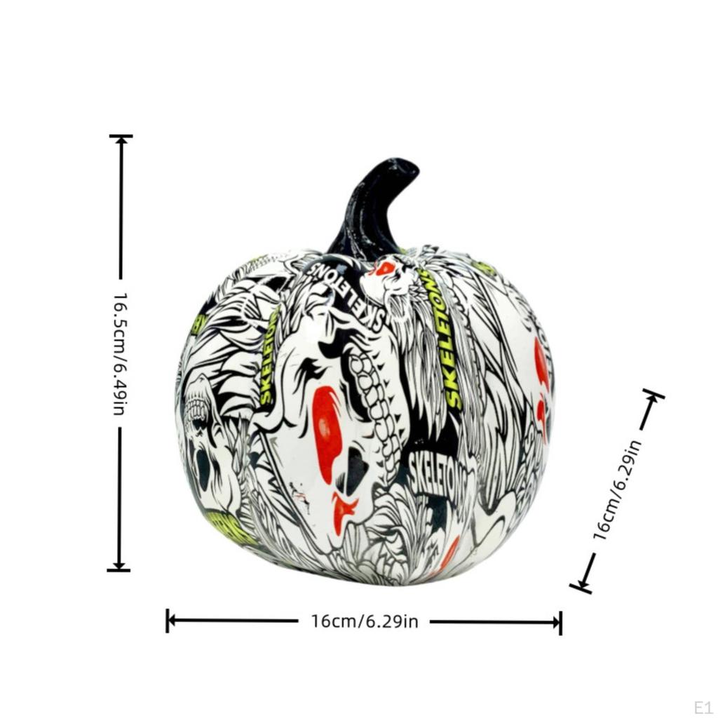 Resin Pumpkin with Cranium Print Freestanding Graffiti Figurine Glossy Halloween