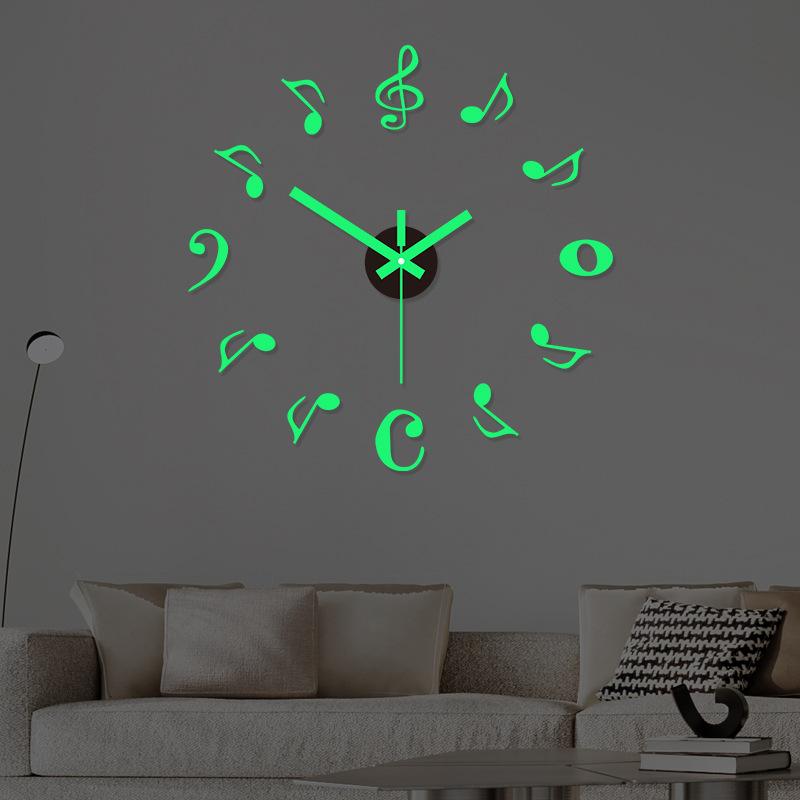 Note Clock Acrylic Wall Clock Study Entrance Wall Clock Decorative Wall Sticker Clock Luminous Nordic Style Fashionable Silent