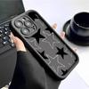 Capa de Celular Preta com Design de Ranhura de Estrela Real para iPhone 14/15/16/17 Pro Max
