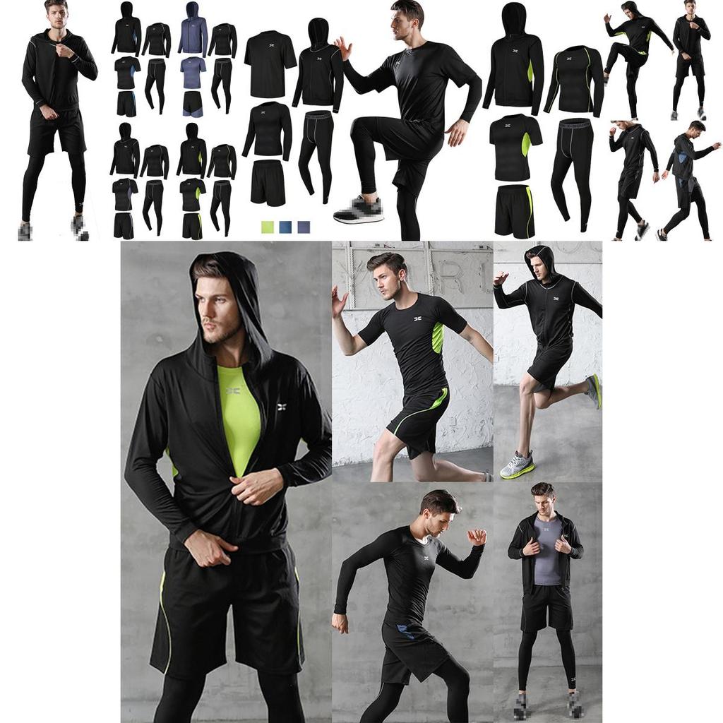 Premium 5pcs Men's Gym Jogging Set With Breathable Quick-dry Fabric And Hoodie