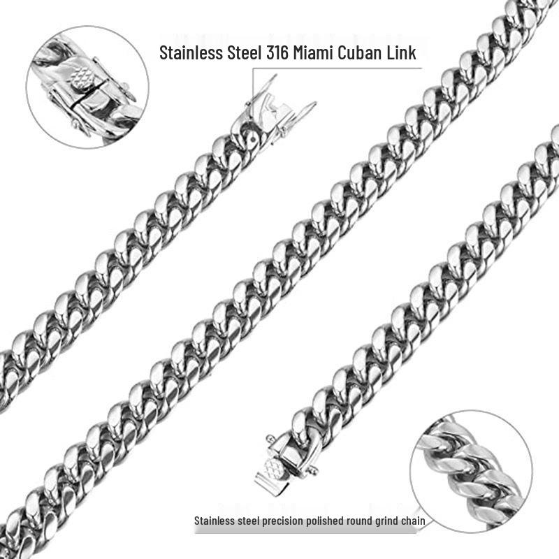 Men's Stainless Steel Cuban Bracelet with Dragon Head Clasp - Hip Hop Style, Fine Polished Finish.