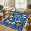 Floral Artwork Theme Soft Crystal Velvet Rug Custom Name & Text Print Non Slip Floor Rug for Bedroom Living Room