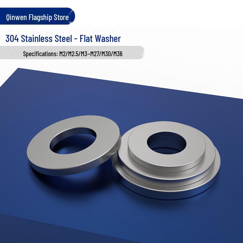 

304 Stainless Steel Flat Gasket Washer, Thickened/Thin, Round, M2-M36 Sizes Inner Diameter*Outer Diameter*Thickness [Quantity]