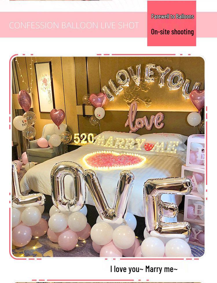 Romantic LOVE Balloon Set for Proposal, Birthday, or Wedding Room Decoration