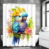 Cute Parrot Floral Shower Curtain, Bathroom Decorative Shower Curtain, Waterproof Shower Curtain with Hooks