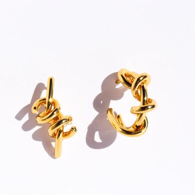 Creative Asymmetric Twisted Knot Geometric Earrings for Women