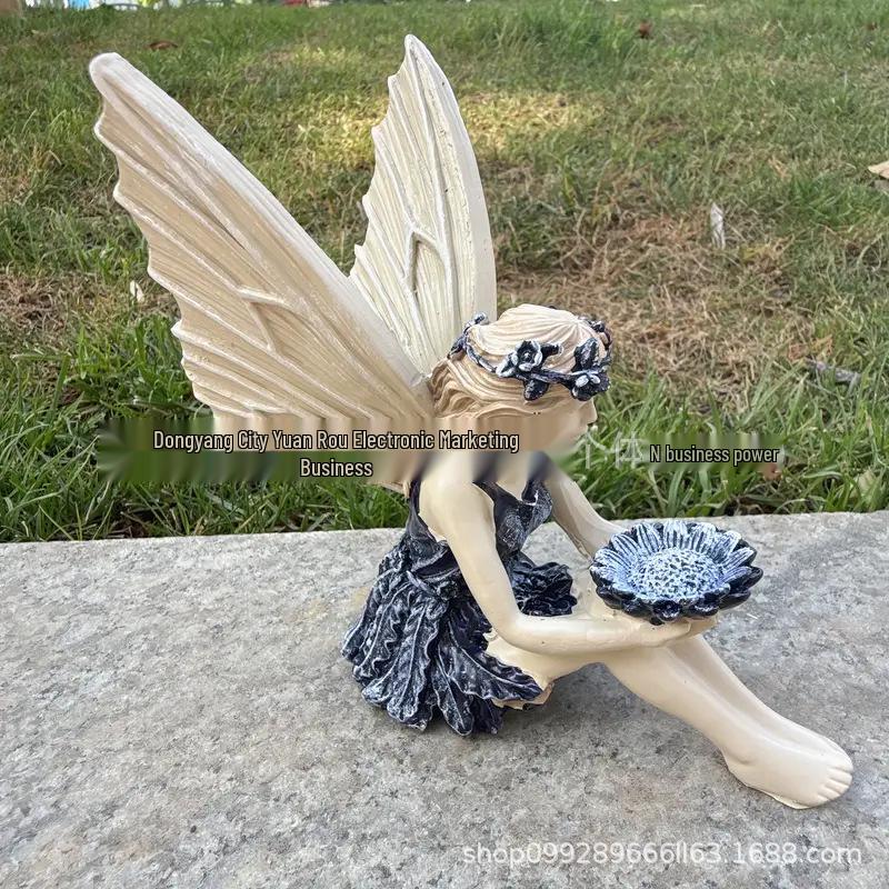 

Sunflower Bouquet Fairy Bird Feeder Garden Ornament Resin Crafts
