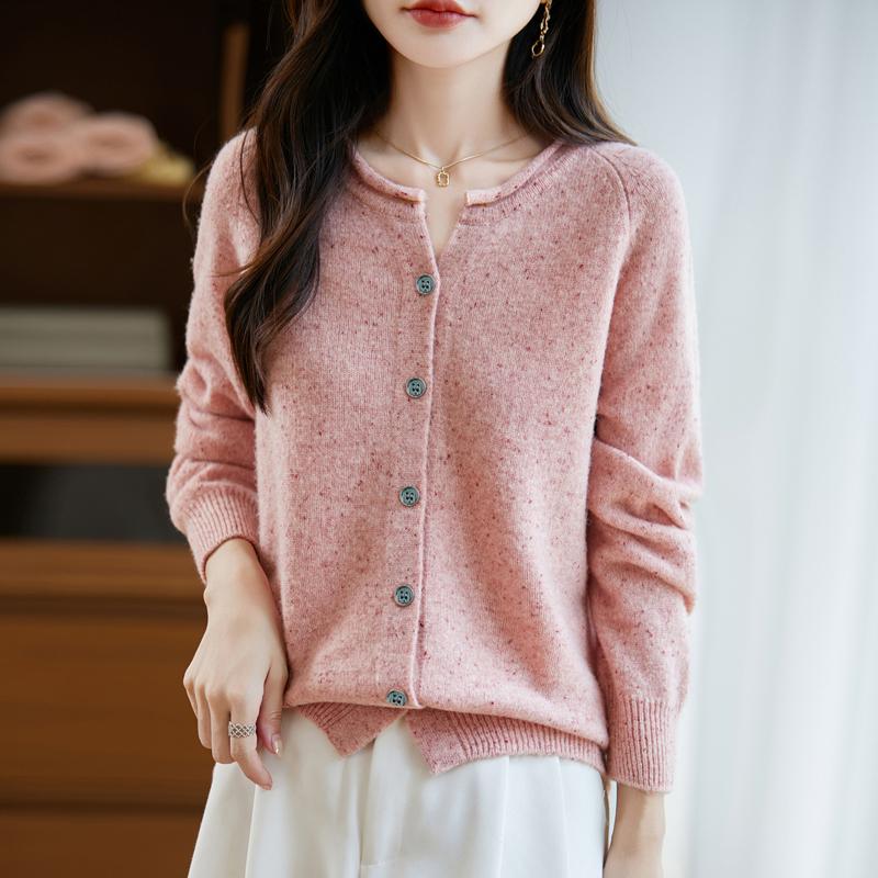 QingHe Cashmere Women's 30% Cashmere Cardigan - Soft & Warm Wool Blend Sweater