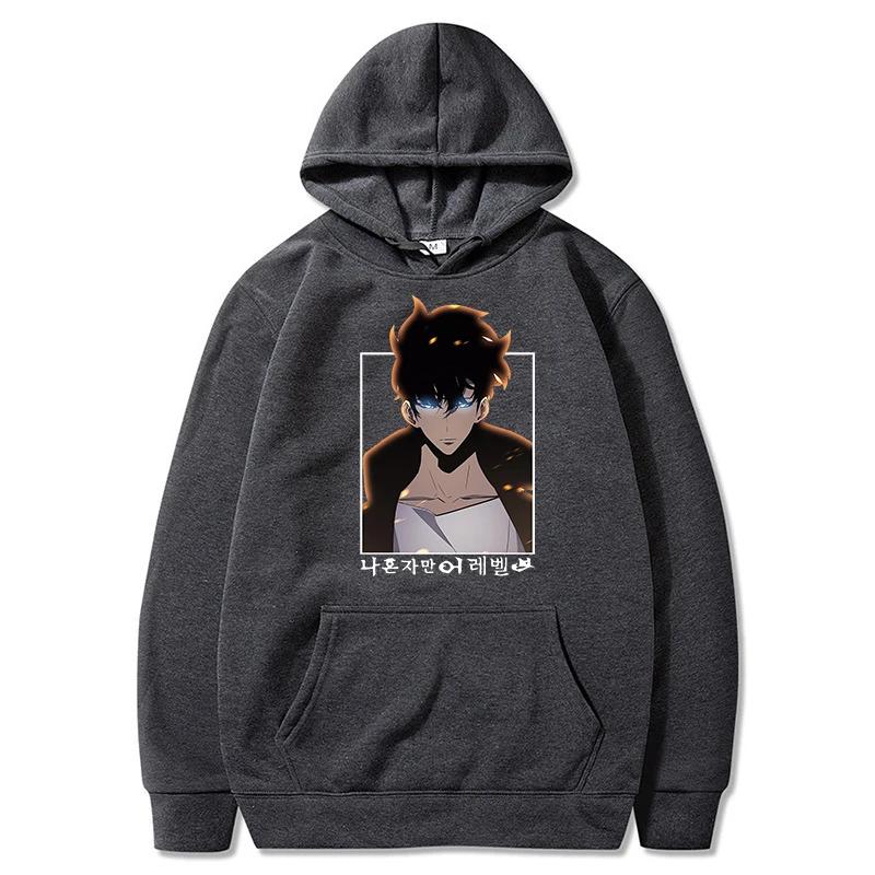 

Аниме Худи Solo Leveling с принтом Сун Джин-У, с капюшоном, мужская, женская, уличная одежда, зимняя, теплая, флисовая толстовка, пуловер 3XL