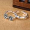 Gothic Antique Silver Color Adjustable Open Size Plum Flower And Bamboo Rings For Women