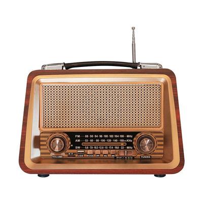 Retro Wooden FM/AM/SW Radio with Bluetooth, MP3 Playback, and Card Slot