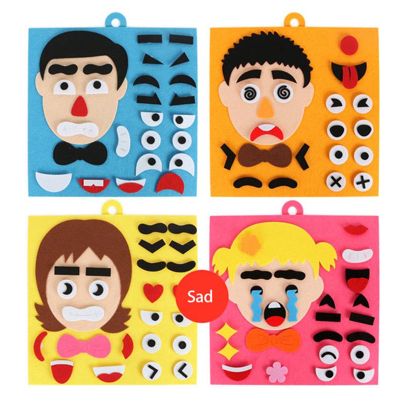 Diy 1/4Pcs Emotion Change Puzzle Toys Creative Facial Expression Kids Learning Educational Toys For Children Funny Set Fun Gift