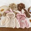 Plush Baby Girls Boys Jacket Spring Autumn Keep Warm Zipper Hooded Outerwear Cute Rabbit Bear Infant Coat Kids Clothes