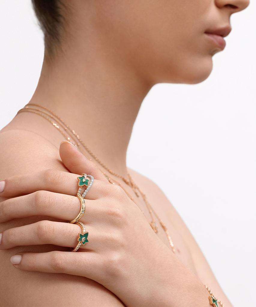 Lola Rose Ivy Malachite Rose Gold Women'S Gemstone Ring