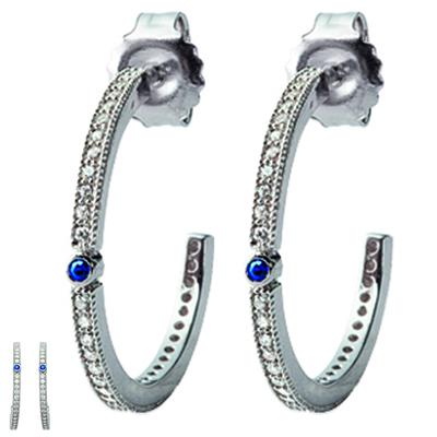[L6673] - Silver 'Sissi' White Sapphire Hoop Earrings