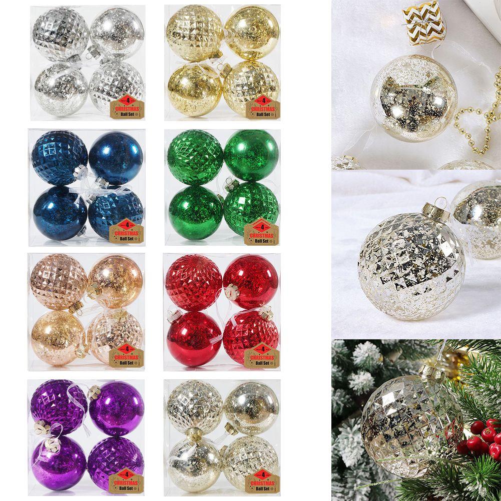 Stylish Ball Ornaments for Christmas Tree Decor 4PCS 10cm for Party