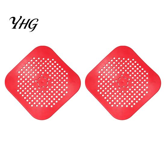 Anti Odor Drain Seal 2PCS Square Cover for Shower Floor, TPR Hair Catcher Filter Stopper, Detachable Deodorizer Pad Bathroom Kitchen And Laundry Room