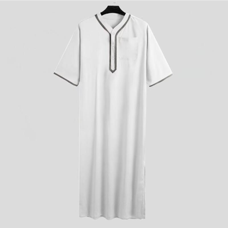 Men Muslim Islamic Kaftan Arab T Shirt Men Long Robevintage Middle Sleeve Robe Loose Dubai Saudi Long Top Ramadan Muslim Dress