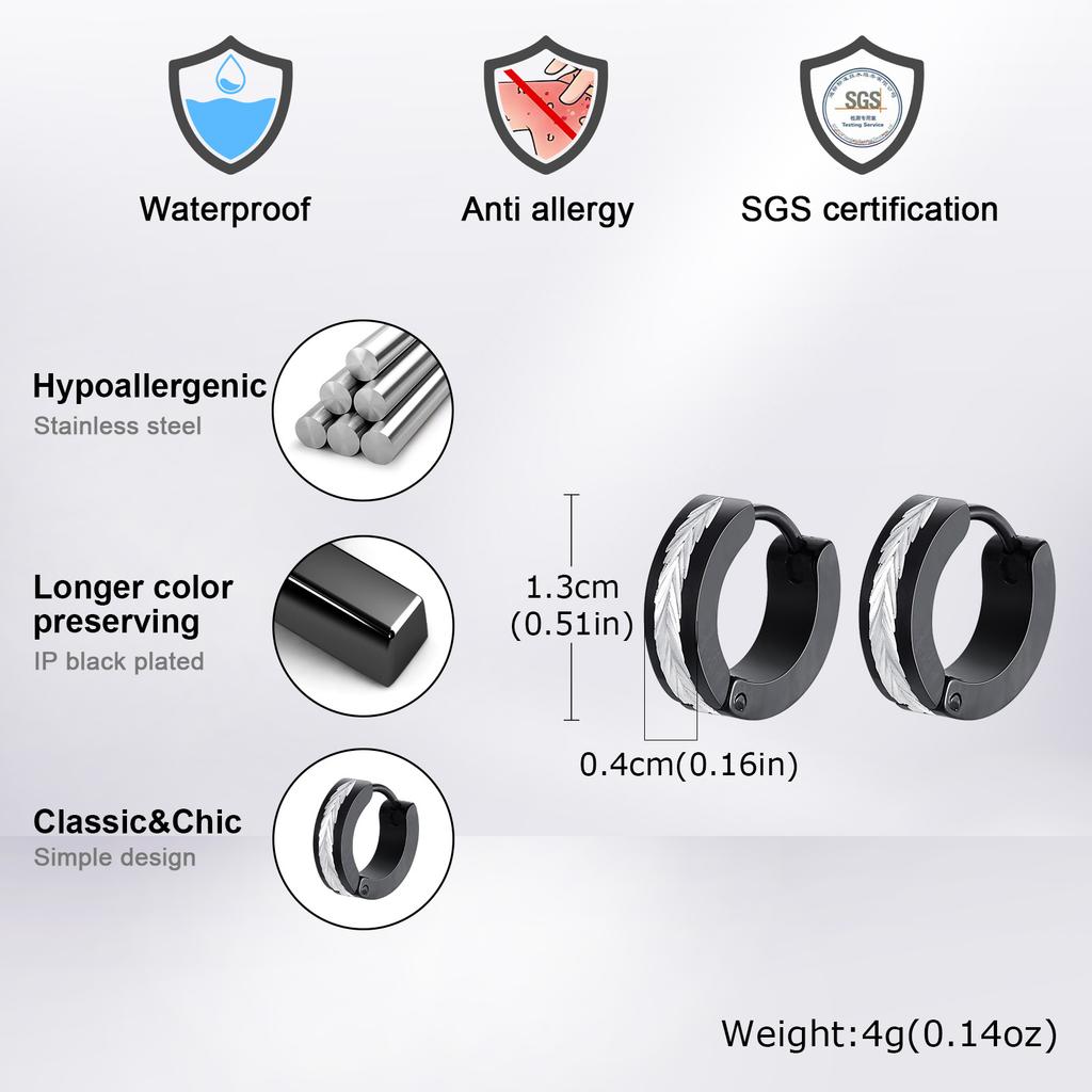 New Stainless Steel Hoop Earrings for Men,Waterproof Two Tone Huggies Earrings,Trendy Simple Jewelry Gifts