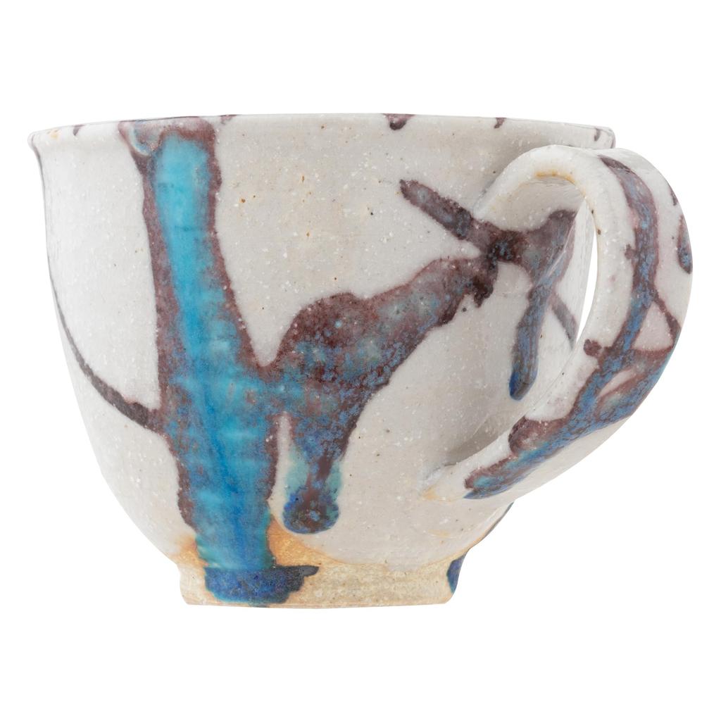 Marui Pottery Shigaraki Ware Hechimon Mug, Approx. 300ml Capacity, Glacier White, 3-4437