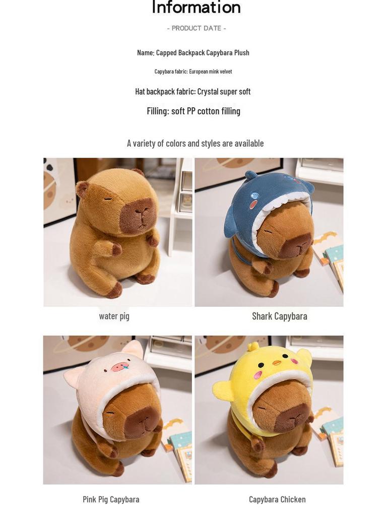 Capybara Plush Toy: Cartoon Backpack & Removable Doll