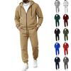 Completo da uomo con felpa con cappuccio e zip intera e pantaloni della tuta, Outfit sportivo casual in due pezzi per l'uso quotidiano