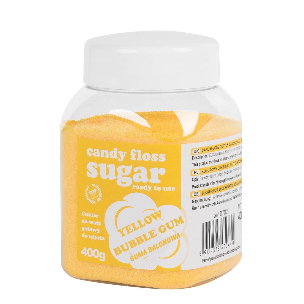 Colored Cotton Candy Sugar, Yellow, Bubble Gum Flavor, 400g