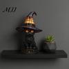 Seasonal Home Lighting Halloween Witch Cat Night Light, Resin Table Lamp with Warm Vintage Style Glow, Gothic Decor for Bedroom Shelf, Spooky
