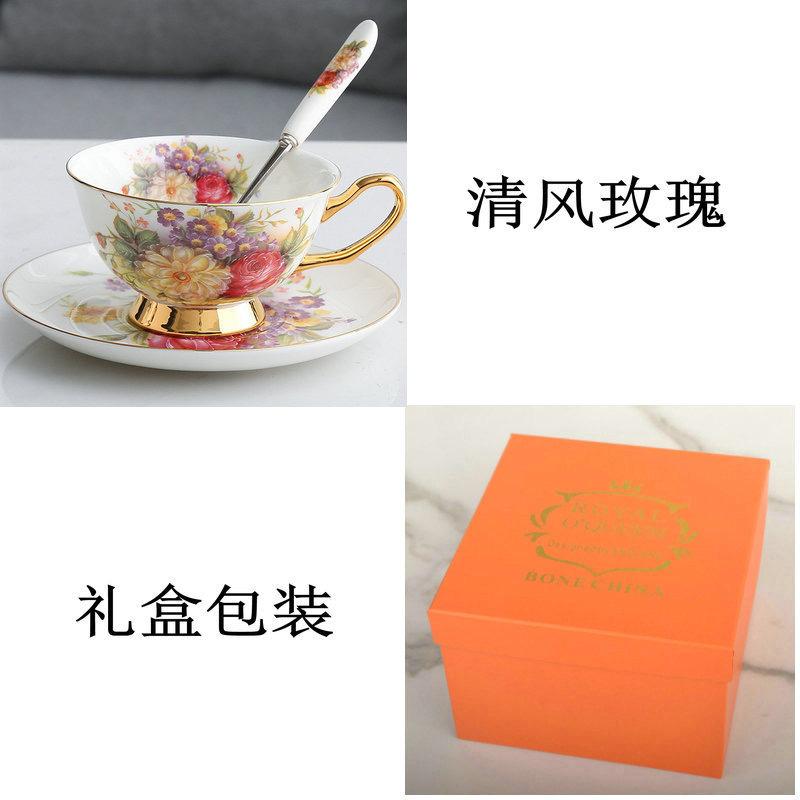 Korean Pastoral Bone China Coffee Cup Saucer Ceramic English Afternoon Flower Tea Cup Saucer With Spoon Tea Set Small Fresh Creativity