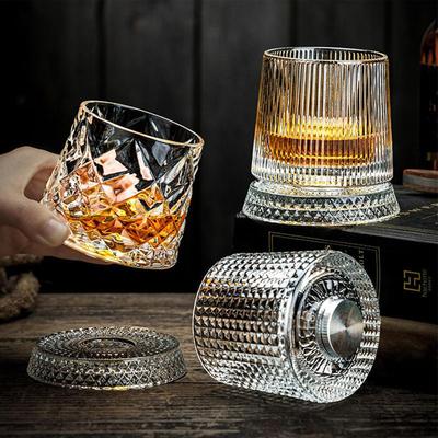 Creative Whiskey Glasses Durable Spinnings Glassware Cocktails Wine Brandy Cup Water Juice Tea Mug Party Drinking Glass Tumbler