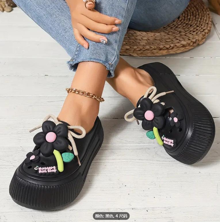Fashion 2025 Summer Women Slippers Cute DIY Flower Platform Sandals Casual Indoor Outdoor Clogs Beach Slides Female Home Garden Shoes