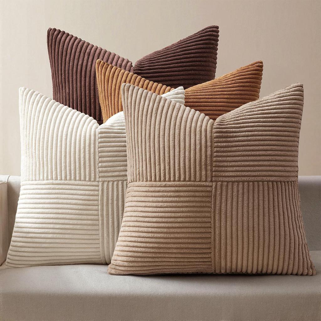 4PCS Solid-color Thick Cotton Throw Pillow Covers, Cashmere Pillow Covers