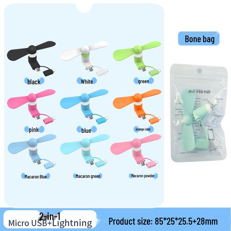 Three-in-One Portable USB Mobile Phone Fan for Apple, Android, and Type-C Devices