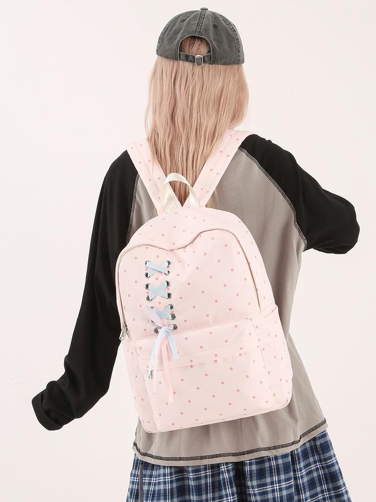 Jugendlicher Polka-Dot-Rucksack mit Stoff für Schulkinder